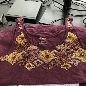 Purple sequined tank top